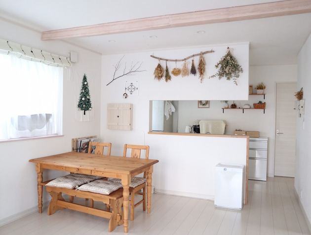 冬と暮らしとドライフラワーリース ベルギーナッツ 山帰来と野ばらの  